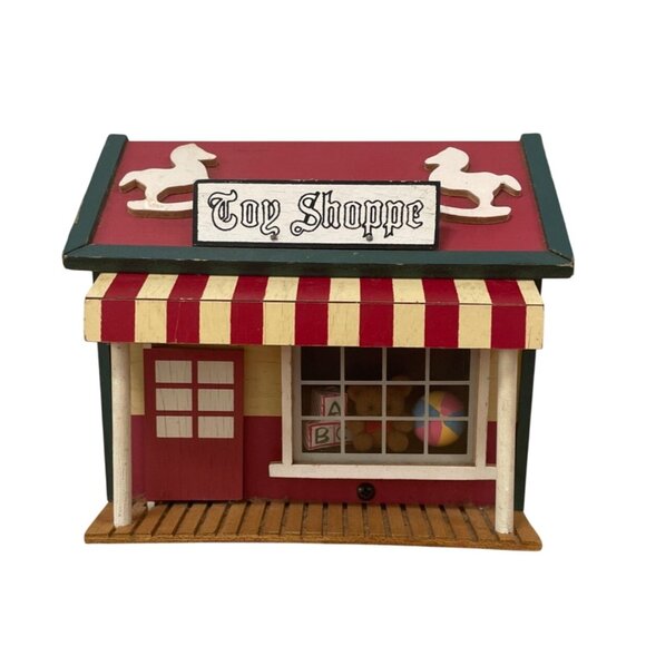 Vtg Wooden Christmas Toy Shoppe Music Box Plays Toy Land Animated Taiwan VIDEO - Picture 1 of 10